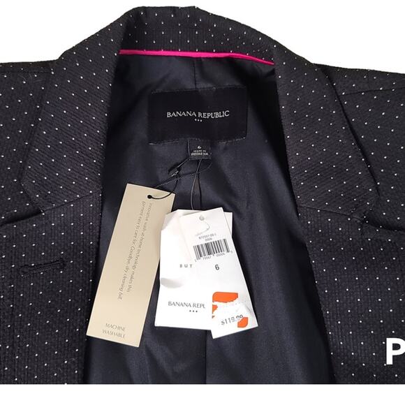 Banana Republic Casual Blazer Black Dot Lined Jacket MSRP $119 Women's 6 - Picture 5 of 8